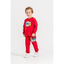 Harby Kids Sonic Baskılı Erkek 3 İplik Şardonlu İkili Takım 3-10 Yaş -al648342 - Kırmızı KIrmızı