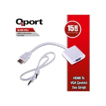 Qport Q-Hd-Vgj Hdmi To Vga Çevirici + Ses  Girişli