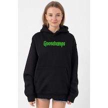 Goosebumps Lettern Siyah Kadın 3ip Kapşonlu 001