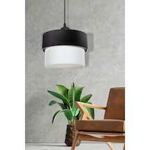 Pasta Sarkıt Çap 30 Cm Siyah Beyaz Avize Kumaş Pav60 Siyah