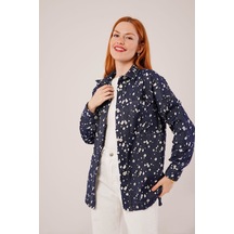 Eskitme Görünümlü Denim Mavi Gömlek Mavi