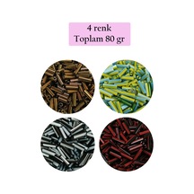 Uzun Boru Kesme Boncuk Çap 2mm Uzunluk 10 Mm - 4 Renk - Toplam 80 Gram - Bnc432