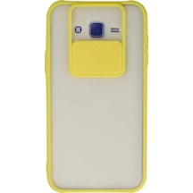 Newface  Samsung  Uyumlu Galaxy J7 Kılıf Palm Buzlu Kamera Sürgülü Silikon - Sarı