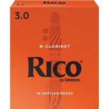 D'addario Rca1030 Rico Bb Klarnet Kamışı No: 3.0 Orta Seviye/eğitim - 10'lu Paket Orta Sertlik, Kolay Ses Çıkarımı Ve Klasik Turuncu Kutu
