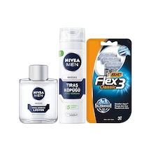 Men Hassas Tıraş Sonrası Losyon 100 Ml, Hassas Ciltler, Alkolsüz Formül, Hızlı Emilir Tıraş Köpüğü 200 Ml + Bıc Flex 3 Erkek Tıraş Bıçağı 3'lü Blister 3 Bıçak