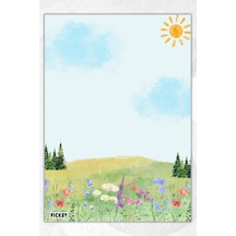 A5 Çiçek Bloknot Çizgisiz Defter - 50 Yaprak - Memopad - Notepad - Not Defteri - Not Kağıdı - 1669 Çok Renkli
