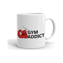 Gym Addict Baskılı Kupa Beyaz