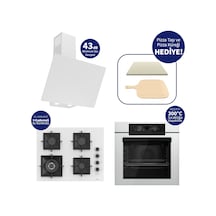 Ferre Pizzart & Fryart QEP65CB+SC406-WFA+D078-SA - 65 CM OCAK Ankastre Set Beyaz