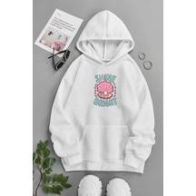 Unisex Beyaz Kapüşonlu Sweatshirt Shıne Bright ,baskılı Şardonlu Kalın Kumaş Beyaz Unisex Beyaz Kapüşonlu Sweatshirt Shıne Bright ,baskılı Şardonlu Kalın Kumaş Beyaz