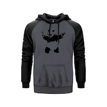 Panda Guns Gri Renk Reglan Kol Sweatshirt Gri