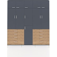Arges Dolap 8 Raflı 8 Çekmeceli 3 Askılı 220x30x243 Antrasit-antrasit/çam Antrasıt/atlas Çam