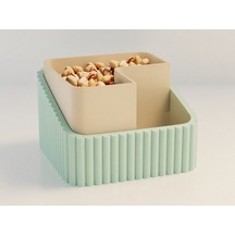 3d Baskı Fıstık Kasesi - Çift Hazneli Kabuk Ayırıcı Sunum Kasesi - Mint Bej Diğer