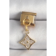 Mey İthalat 316l Çelik Gold Renk Sallantı Zirkon Taşlı Çiçek İşlemeli Nomination Charm - Özel Seri Meyeb682b2355efe95545380794ee Altın