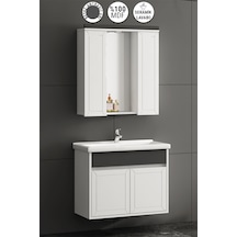Çuha 80 Cm Beyaz-antrasit Gri Mdf Pk-109 Asma Banyo Dolabı Takımı Beyaz - Antrasit