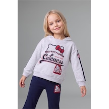 Defacto Kız Bebek Hello Kitty 2li Takım Kapüşonlu Sweatshirt Tayt G6834a525wngr85 Gri-gr85