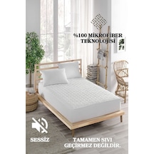 Mona Verde Sessiz Alez Yatak Koruyucu Kapitoneli Fitted Mikrofiber Fitted Çift Kişilik Tek Kişilik Bebek Alezi MNVFKFK00 Beyaz