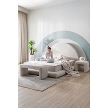 Good Night Legom Torba Yaylı Set Yatak Baza Başlık Tek Kişilik Yıkanabilir Ortopedik Krem Kırık Beyaz
