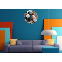 Ti-play Maymun Ve Müzik 30x30cm Akrilik Dekoratif Modern Duvar Saati ÇOk Renkli