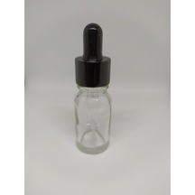 10Ml Cam Şeffaf Şişe İnce Cam Damlalık Siyah Metal Kapak (10 Ad.)