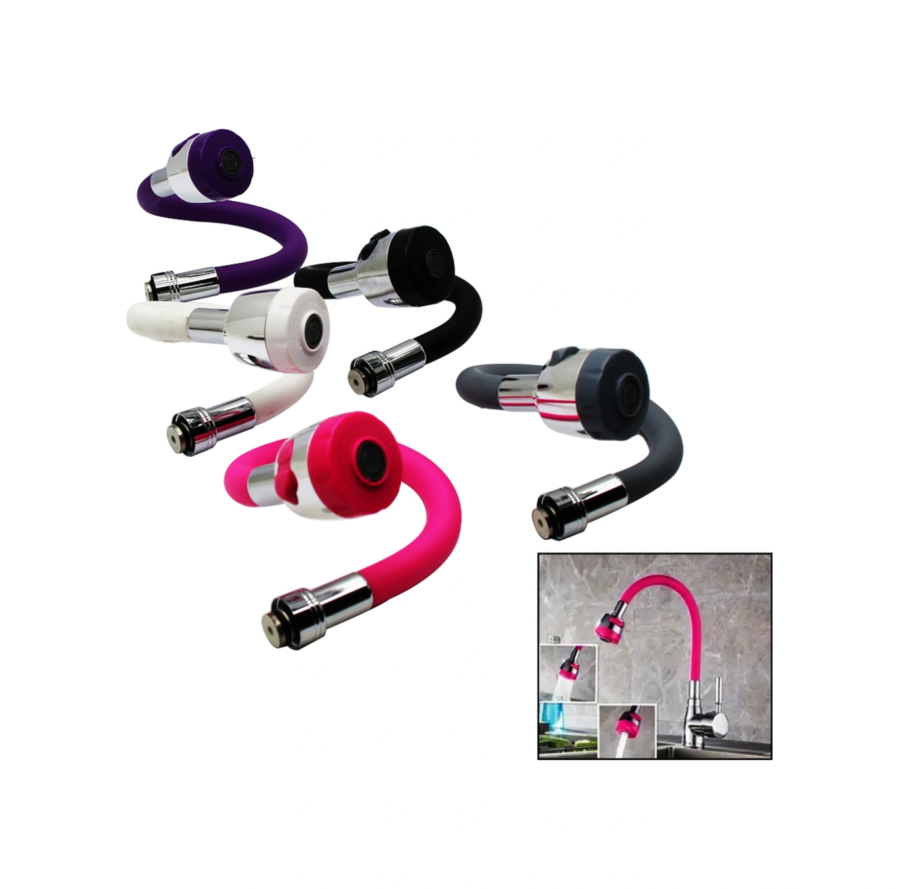 Topaç Silikon Renkli Kubar Yaylı Boru Mutfak Batarya Ucu Poşetli 4915 Çok Renkli