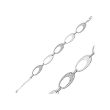 Gümüş Taşlı Oval Bayan Bileklik Beyaz