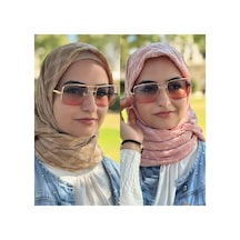 Aldaıyr 2 Jakarlı Pamuk Caz Eşarp 120x 120 Metalik- Pembe