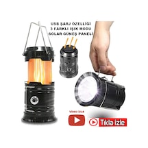 Alev Efektli Kamp Lambası Güneş Enerjili Şarj Edilebilir Usb Lamb