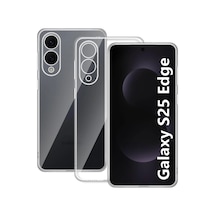Mey İthalat Galaxy Uyumlu  S25 Edge Kılıf Lüx Şeffaf Silikon Beyaz