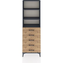 Arges Dolap 3 Raflı 5 Çekmeceli 60x30x182 Antrasit-çam Antrasit