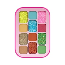 12 Renkli Neon Ve Glitter Far Paleti, Yüksek Pigmentli, Canlı Renkler, Festival Makyajı Seti Çok Renkli