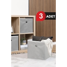 3'lü Raf Organizer Kutu Seti 30x30x30cm Yeni Sezon Nano Teknoloji Su Geçirmez Kumaş Gri Kumaş Gri Diğer