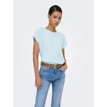 Only Onlmolly S/s O-neck Dobby Top Jrs Kadın T-shirt 15368563 Mavi