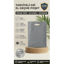 40x50 Gri Takviyeli El Geçme Poşet