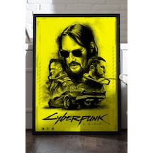 Cyberpunk Siyah Ahşap Çerçeveli Poster, Dekoratif Oyun Duvar Tablosu