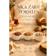 Porsima Snap 3'lü Porselen Çerezlik Ve Kahvaltılık Kase Seti 10 Cm Beyaz Sosluk & İkramlık Kase Cam