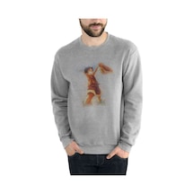 Anime One Piece Baskılı Gri Erkek Örme Sweatshirt (528444063)