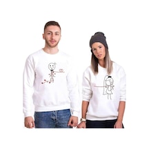 Tshirthane Aşk Sarmış Herbir Yanımı Sevgili Unisex Sweatshirt Kırık Beyaz