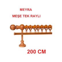 Meyra Demonte Başlıklı Ahşap Rustik Perde Askısı - Tek Raylı -meşe 200 Cm Meşe