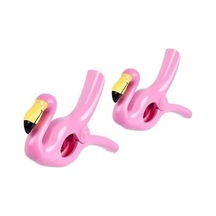 Pembe Flamingo Plaj Havlusu Mandalı, 2&apos Li Set, Güçlü Tutma Özellikli, Taşınabilir Havlu Klipsi Açık Ahşap