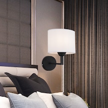 Zadie Tekli Beyaz Şapkalı Siyah Duvar Lambası Yatak Odası Yatak Başı Banyo Için Modern Aplik