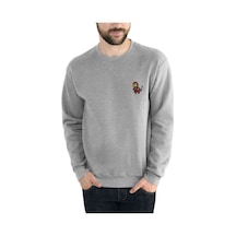 Pokemon Avengermon Pin Bey Merise Baskılı Gri Erkek Örme Sweat