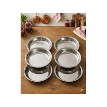 No4 Paslanmaz Çelik 19,5cm X 3,6cm Orta Boy Yemek Servis Ve Hazırlık Tabağı Gümüş