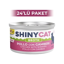Gimcat Shinycat Broth Sos İçinde Tavuklu ve Karidesli Kedi Konservesi 24 x 70 G
