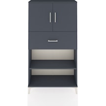 Arges Dolap 3 Raflı Tek Çekmeceli 2 Kapaklı 88x30x163 Antrasi... Antrasit