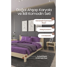 Mi Rage Model Masif Ahşap Karyola Ve 2 Adet Komodin Kolay Kurulum Fırınlanmış İthal Sibirya Çamı 120x200 Yatak Uyumlu 2 Adet Komodin - Vernikli