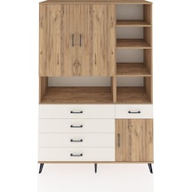 Hyperion Dolap 8 Raflı 5 Çekmeceli 3 Kapaklı 132x44x195 Çam-ç... Çam