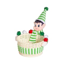 Suofeng Noel Elfesi Şeker Sepeti - Festivite Dekorasyonu Ve Atıştırmalık Saklama Kutusu, Kırmızı Yeşil Tasarım, Partiler İçin Pratik Depo