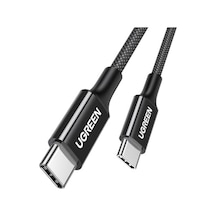 Usb-c 60w 3a Qc Pd Örgülü Hızlı Şarj Kablosu, 2 Metre, Siyah, 65245