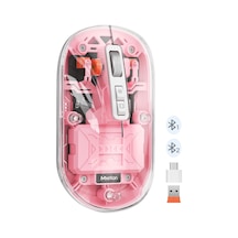Btm005 Saydam Ofis Mouse 2.4g Kablosuz + Çift Bluetooth Sessiz Tıklama 2400 Dpı Pembe