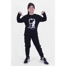 Fyk Kids Atatürk Baskılı Imzalı Uzun Kollu Unisexs Takım Siyah